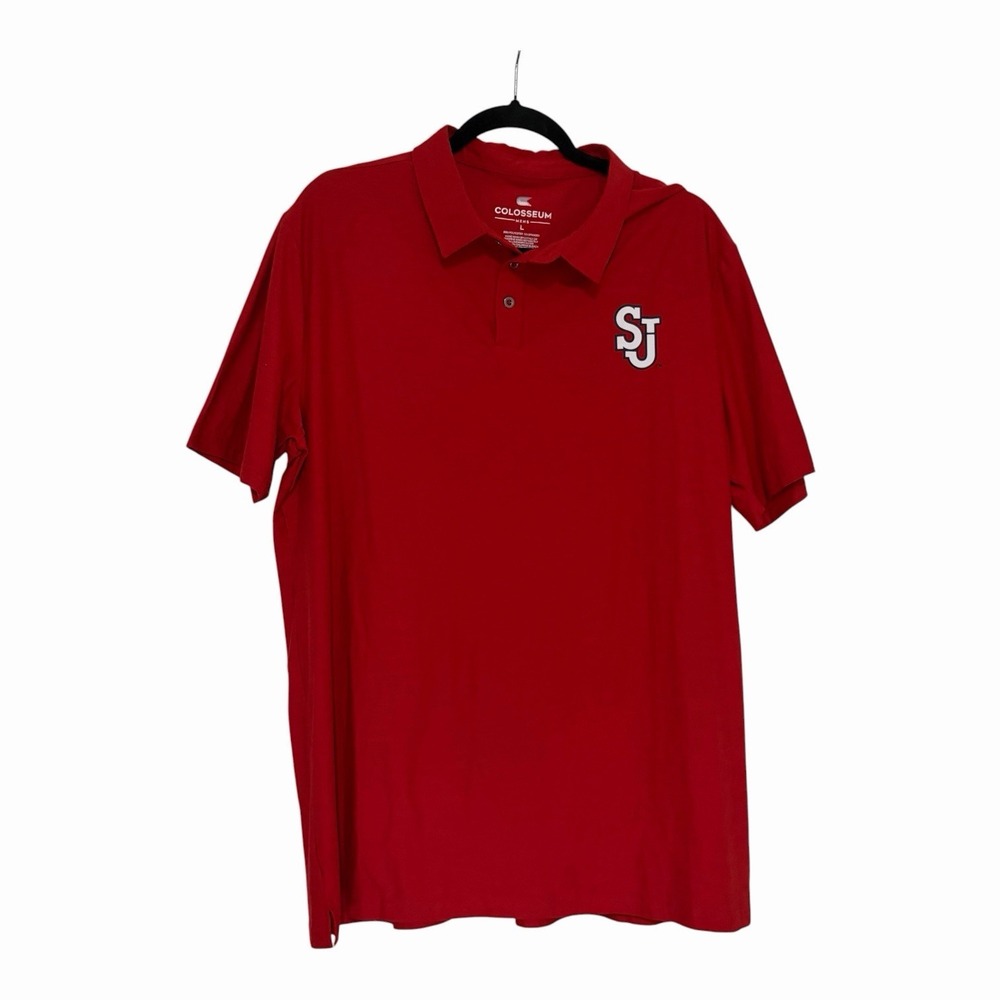 Colosseum St Johns Red Storm Polo Shirt Men Large Red Athletic Short Sleeve